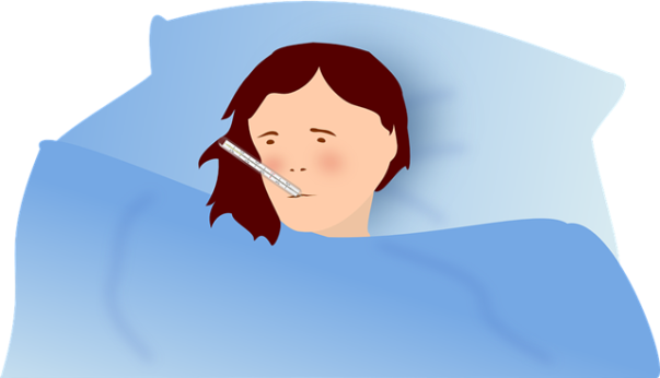mulher gripe doente cama
